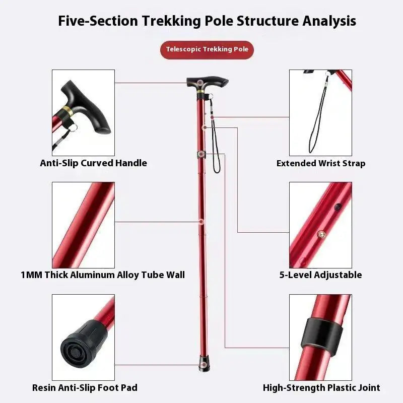 Telescopic Folding Hiking Pole – Aluminum Alloy Walking Stick