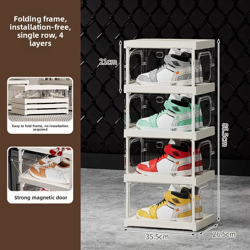 Multi-Tier Clear Shoe Rack – Dust-Proof Transparent Cabinet