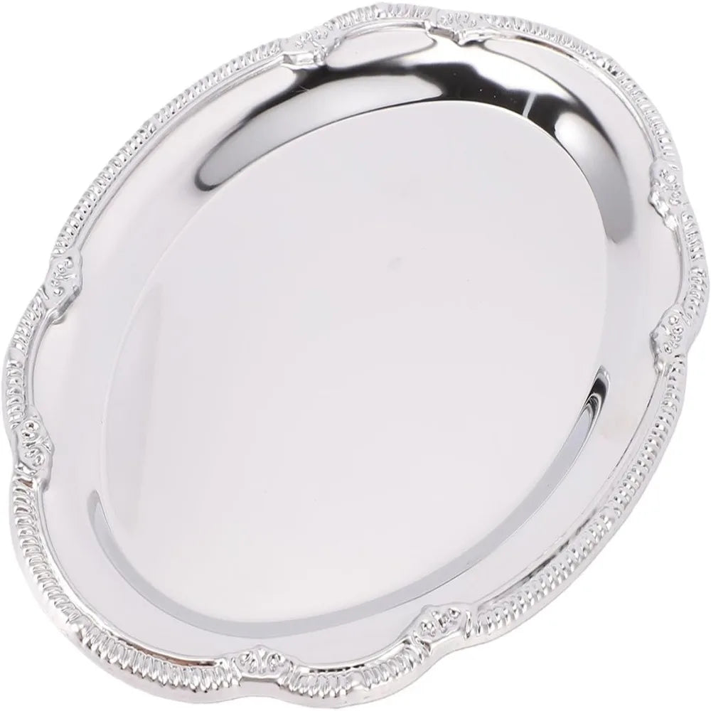 Oval Stainless Steel Serving Tray | Mirror-Polished 9.5" Platter