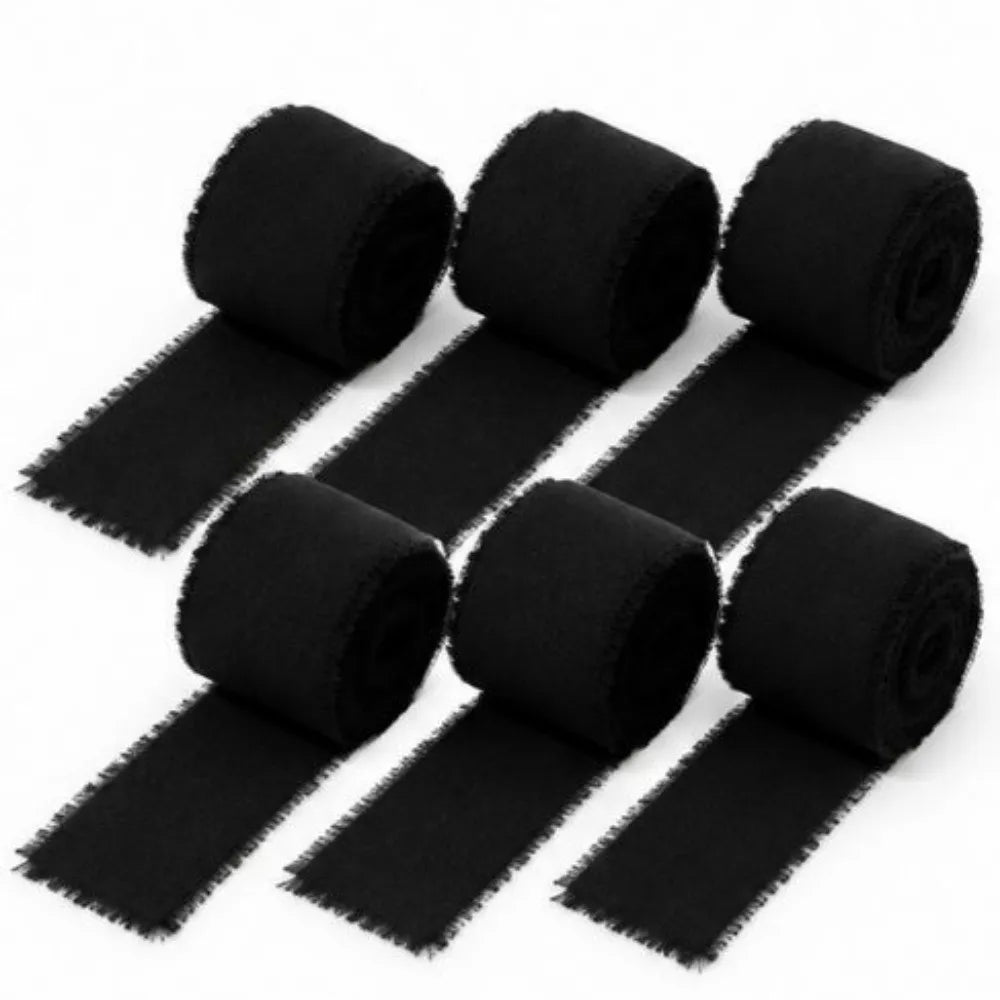6-Pack Frayed Edge Chiffon Ribbon – 4cm Wide, 30m Total
