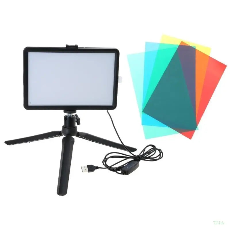 T21A Dimmable USB LED Video Light with Tripod & Color Filters