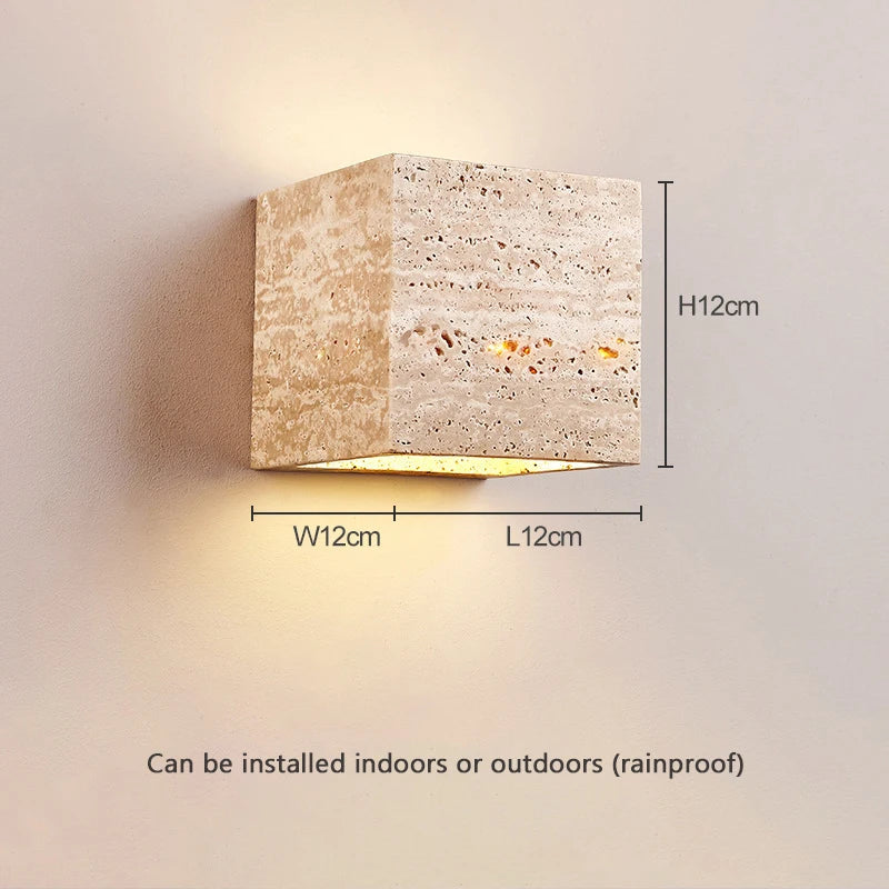 Travertine Stone LED Wall Sconce – Modern Nordic Bedside Lamp