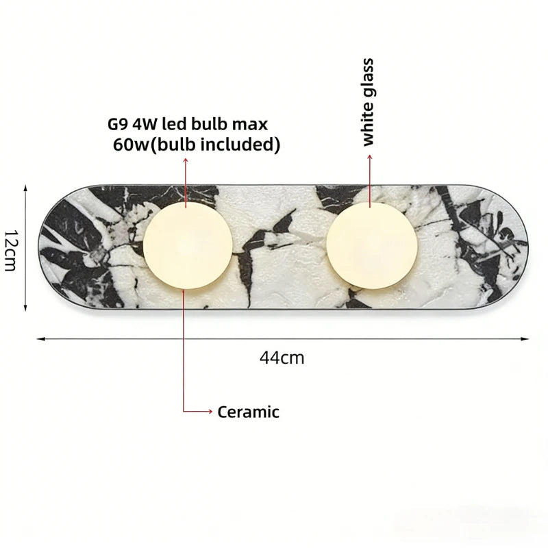 White Marble LED Wall Sconce – Wabi Sabi Stone Wall Lamp