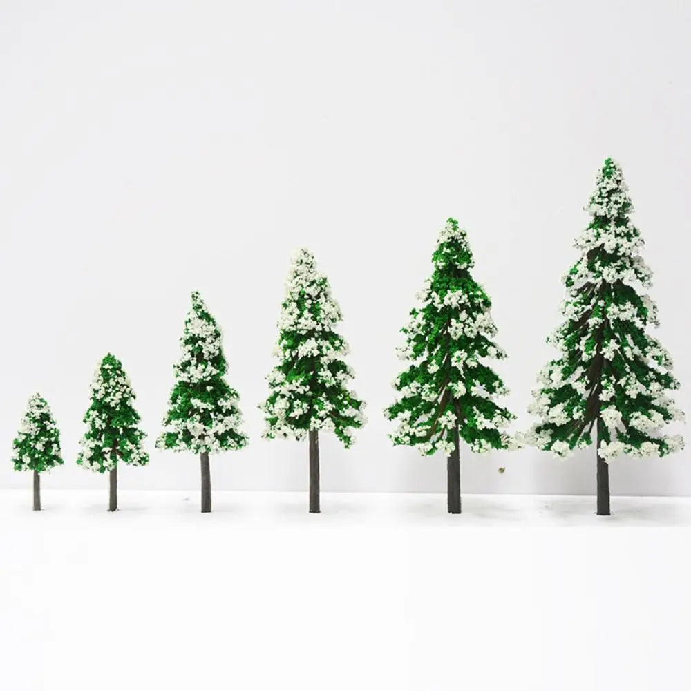 5-Pack Mini Snow Pine Model Trees – 6 Sizes Christmas DIY