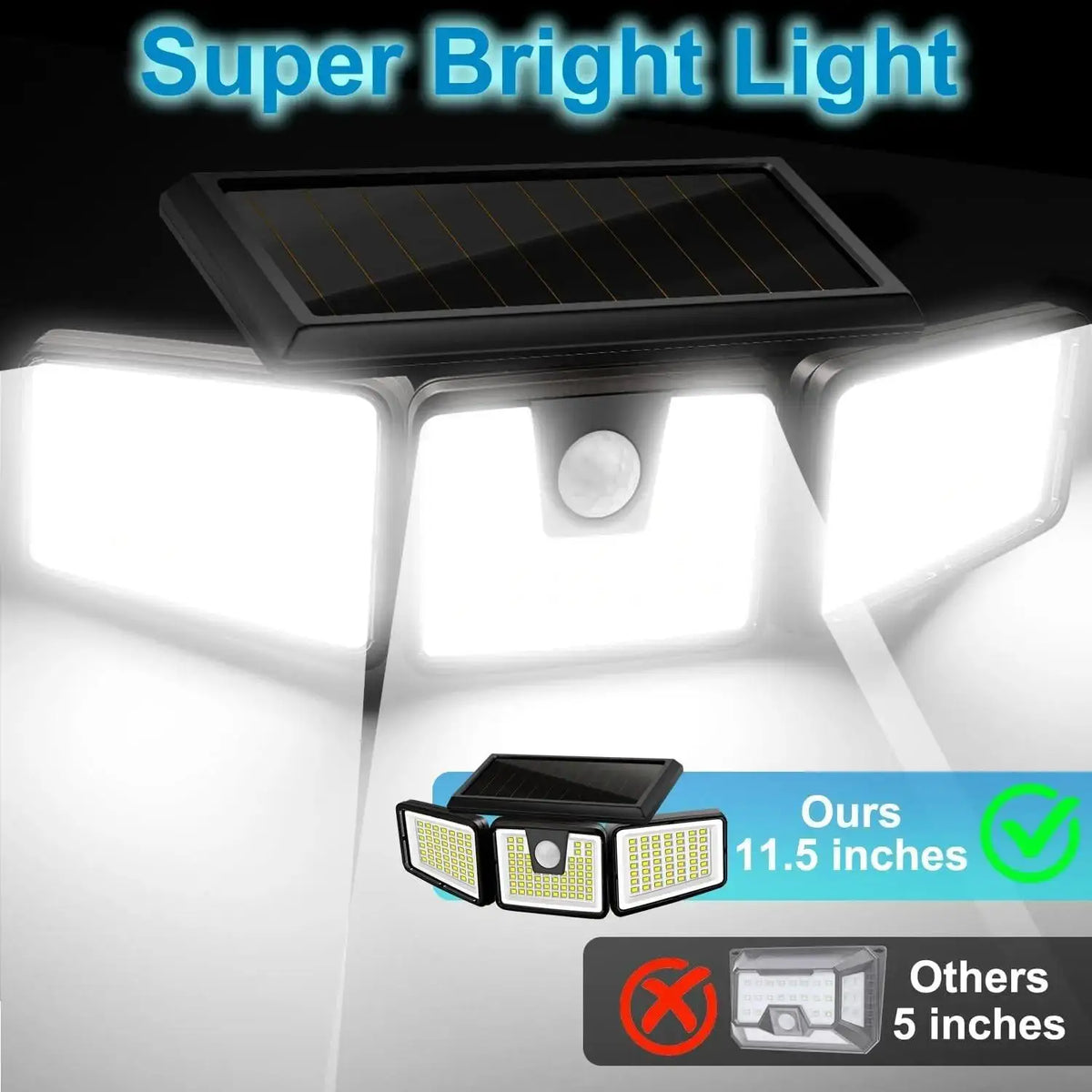 Solar Motion Sensor Light 3-Head 270° Wide Angle IP65 74 LED