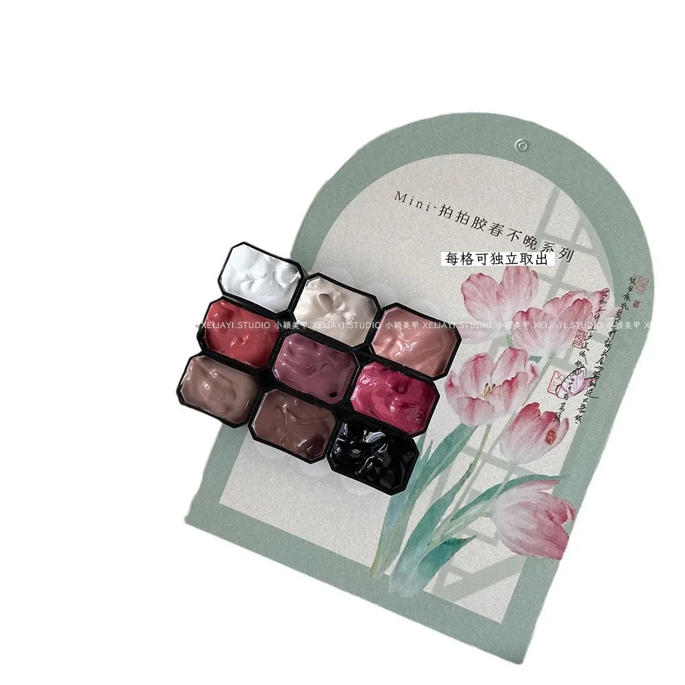 SAMMY 9-Color Chinese Style Nail Glitter Gel Palette
