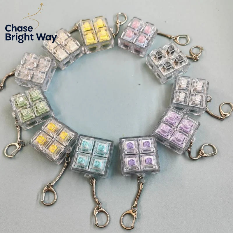 Mini Keyboard Fidget Keychain – Crystal Keycap Sensory Toy