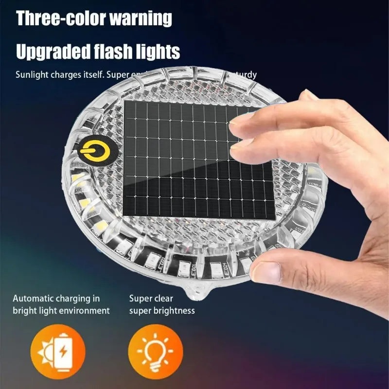 Solar LED Flashing Warning Light – Waterproof Strobe Safety Lamp