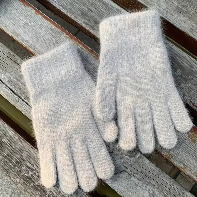 Women's Thick Cashmere Knit Winter Gloves – Full Finger Warm