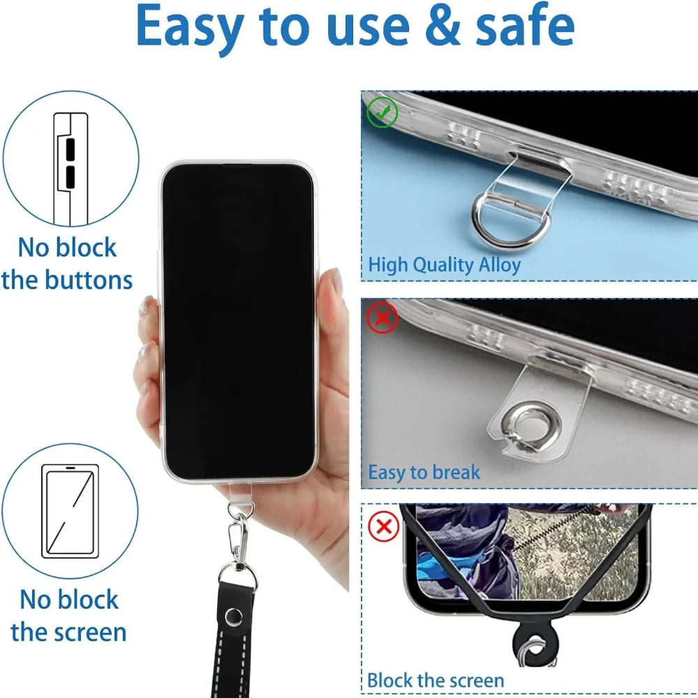 Universal TPU Phone Lanyard Tether Pad – Anti-Drop Cord Strap