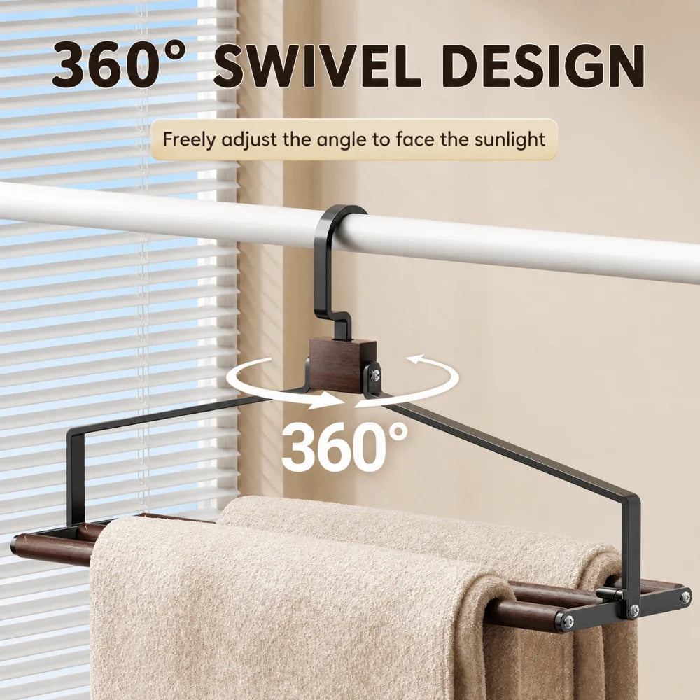 Foldable Blanket Drying Rack – Large Capacity Iron & Wood