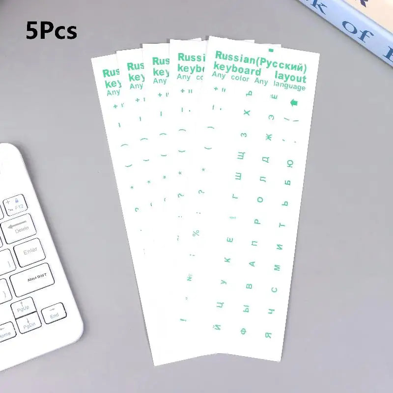 Russian Keyboard Stickers – Waterproof PVC Decals 5-Pack