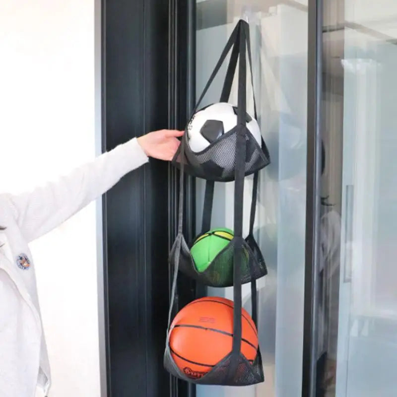 Wall-Mounted Mesh Ball Storage Organizer – 3 or 4 Tier