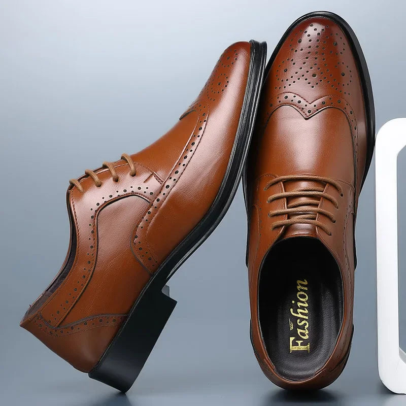 Men's Oxford Brogue Dress Shoes – Lace-Up Business Formal