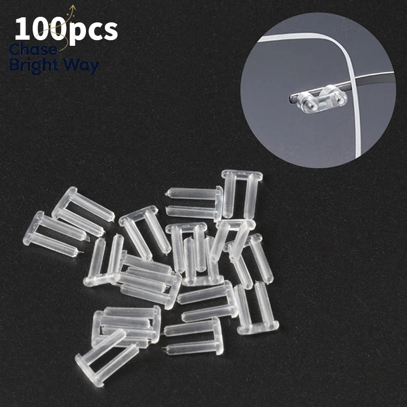 100-Pack Rubber Plugs for Rimless Frameless Glasses Spare Buckles