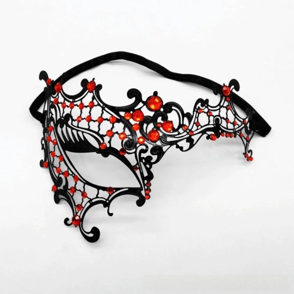 Vintage Lace Metal Masquerade Half Face Mask – Diamond Inlay