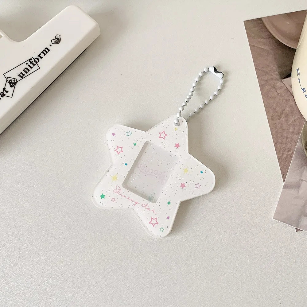 Star Acrylic Photo Card Holder Keychain – 1 Inch Mini Frame