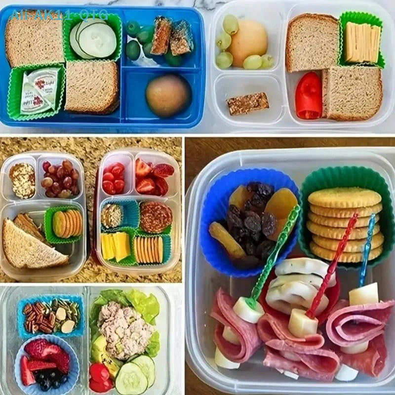 Silicone Bento Lunch Box Dividers – 12/24 Pcs Colorful Cups