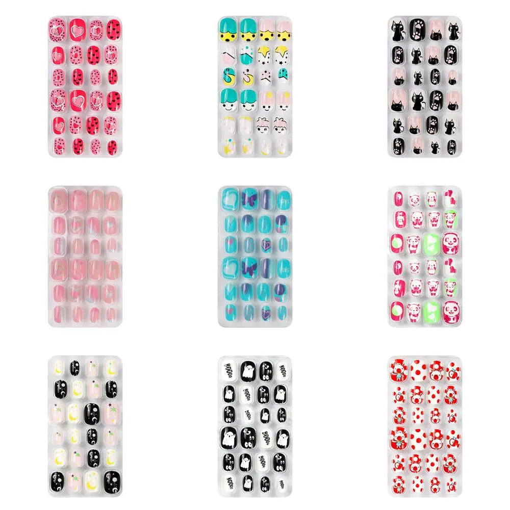 24-Pc Cartoon Y2K Press-On False Nails | Short Square Full Cover