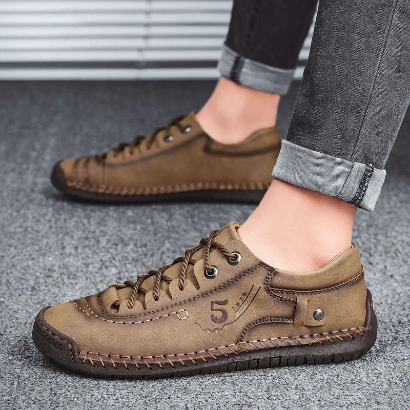 Men's Handmade PU Leather Loafers – Soft Sole Casual Shoes