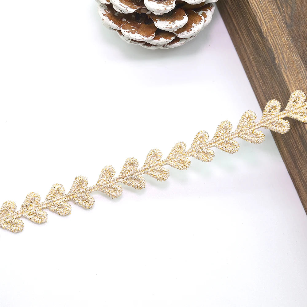 Gold Daisy Embroidered Lace Ribbon 5 Yards – DIY Sewing Trim