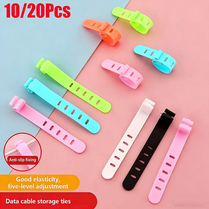 10-Pack Silicone Cable Ties – Cord & Wire Organizer Clips
