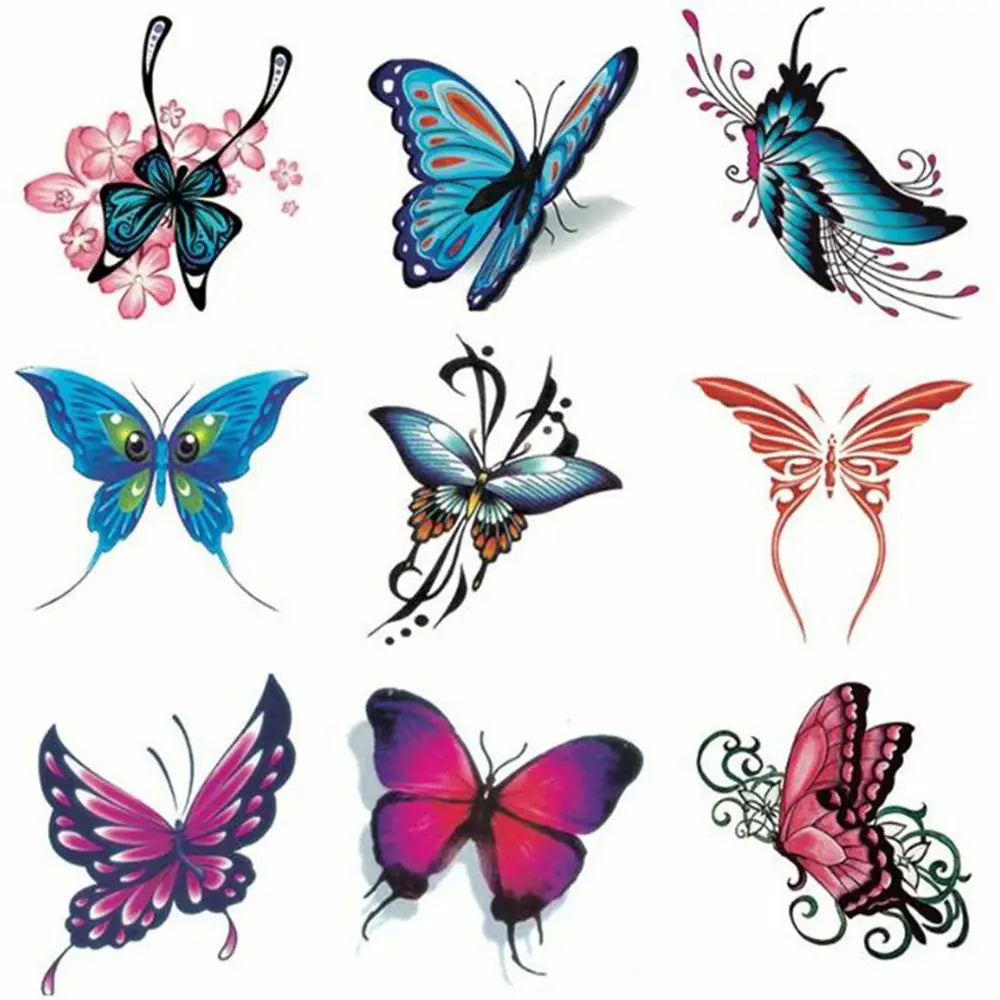 Flower & Butterfly Temporary Tattoo Stickers – Waterproof