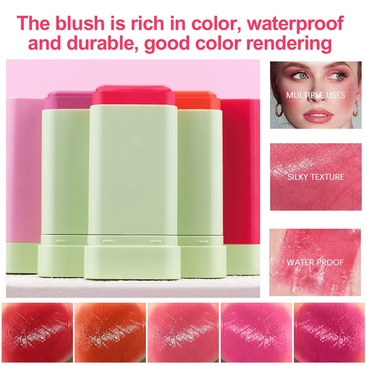 ZaiDoc Blush Stick Set – 9 Matte Shades with Puff Applicator
