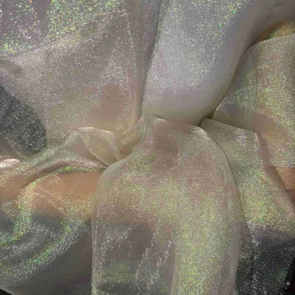 Laser Organza Fabric – Holographic Gradient Cloth 100×150cm