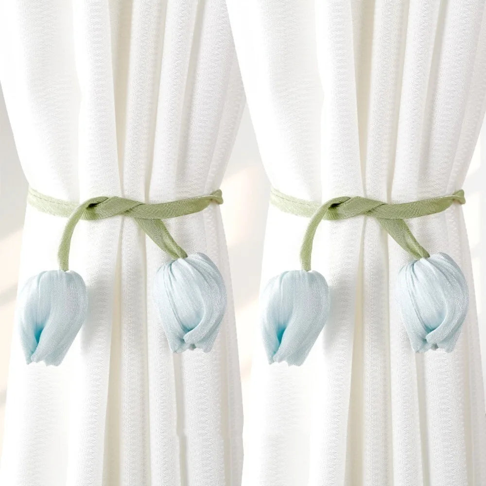 Tulip Curtain Tiebacks – Adjustable Cotton Tie Rope, 2-Pack
