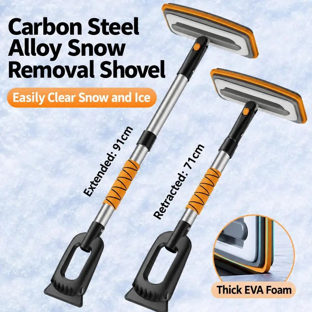 Telescopic Snow Brush & Rotating Ice Scraper – Aluminum Alloy
