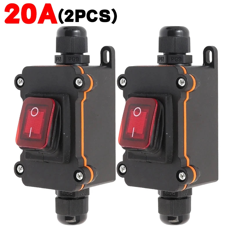 Waterproof Inline Rocker Switch 20A Heavy Duty Outdoor Cord Switch