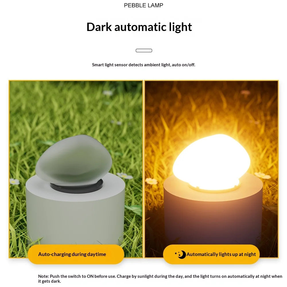 Solar Pebble Garden Lights – Waterproof Fake Rock Pathway Lamp