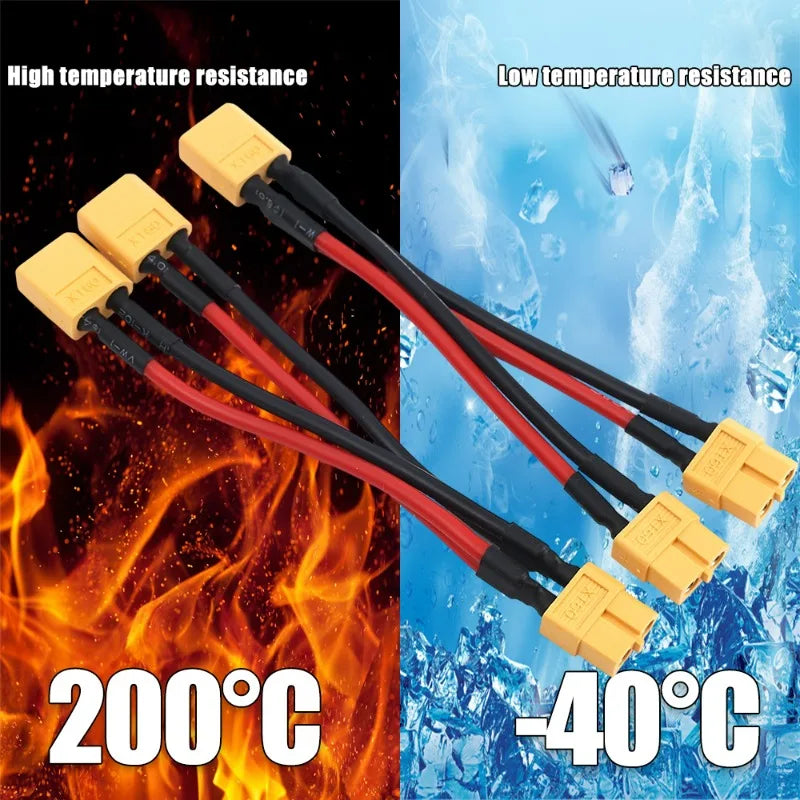 XT60 Parallel Battery Connector Y Splitter 14AWG Silicone Wire
