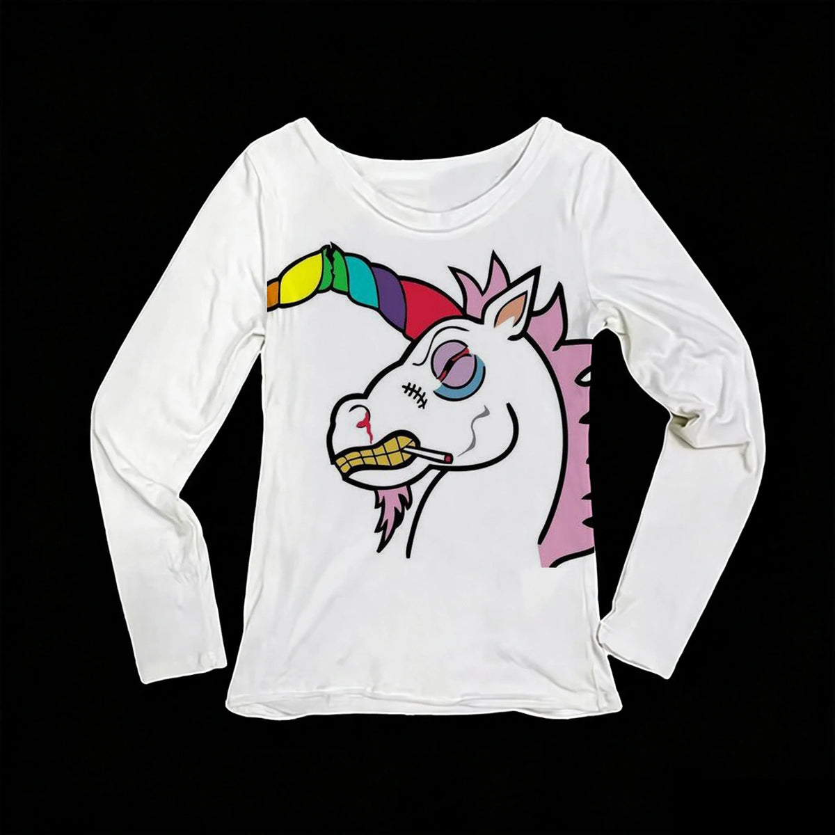 Women's Rainbow Unicorn Long Sleeve Slim Fit Tee – Y2K Top