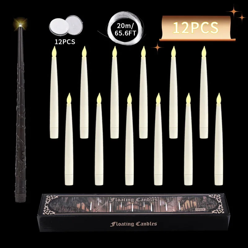 LED Floating Candles + Magic Wand Remote – 10/12 Pack