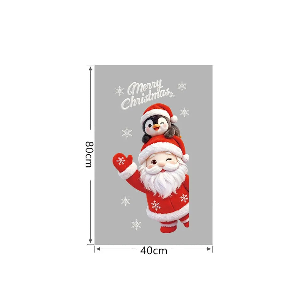 Christmas Window Stickers – Santa Snowman Snowflake PVC Decal