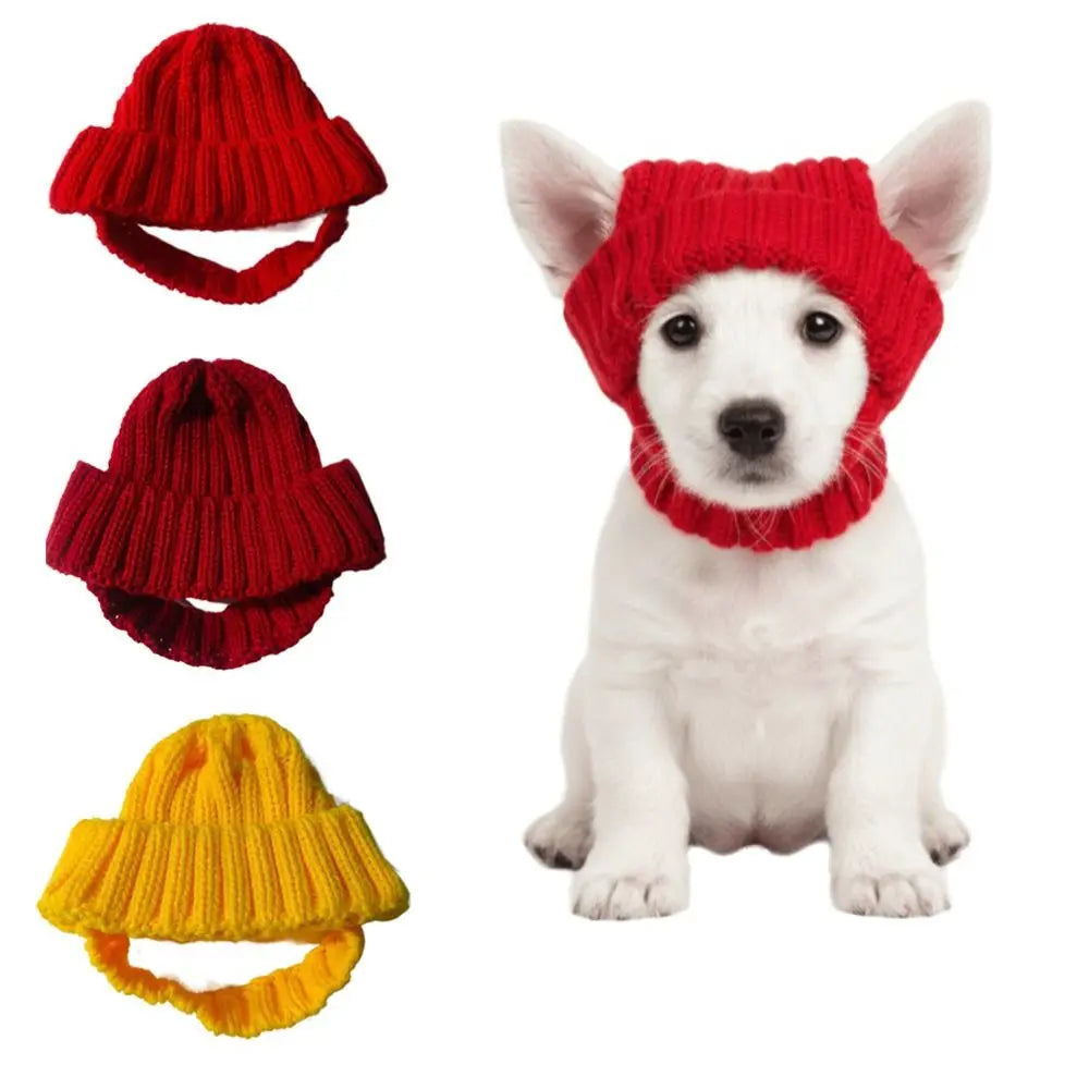 Ear-Exposed Pet Knitted Winter Hat – Small Dogs & Cats