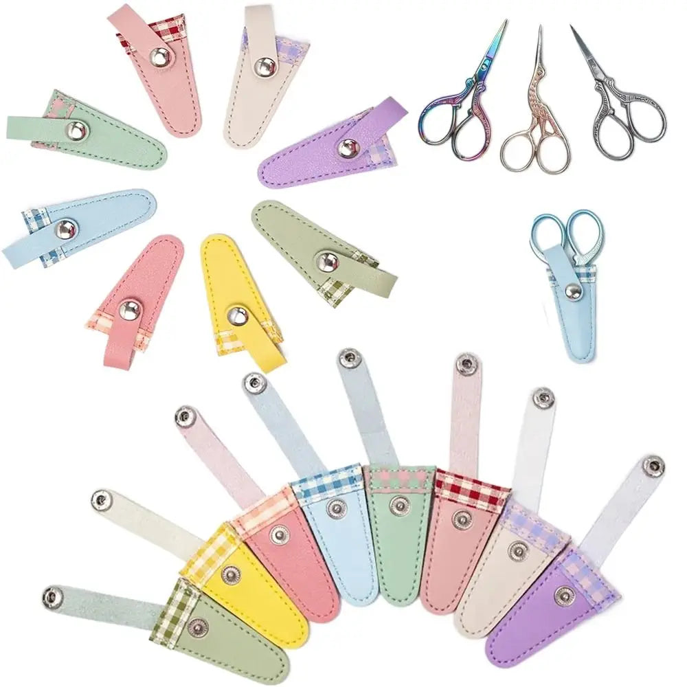 PU Scissors Protective Cover – Colorful Lattice Blade Sleeve