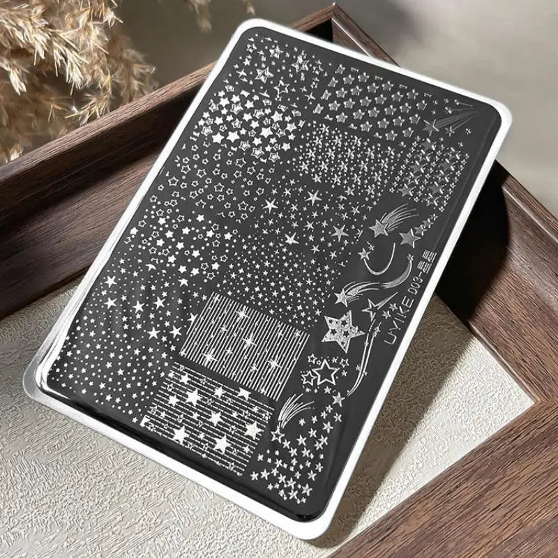 Nail Stamping Plate Moon & Stars – Rectangle Manicure Stencil