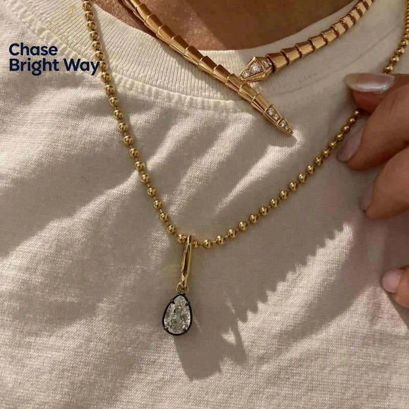 Women's Geometric Zircon Pendant Necklace | Gold Plated Chain