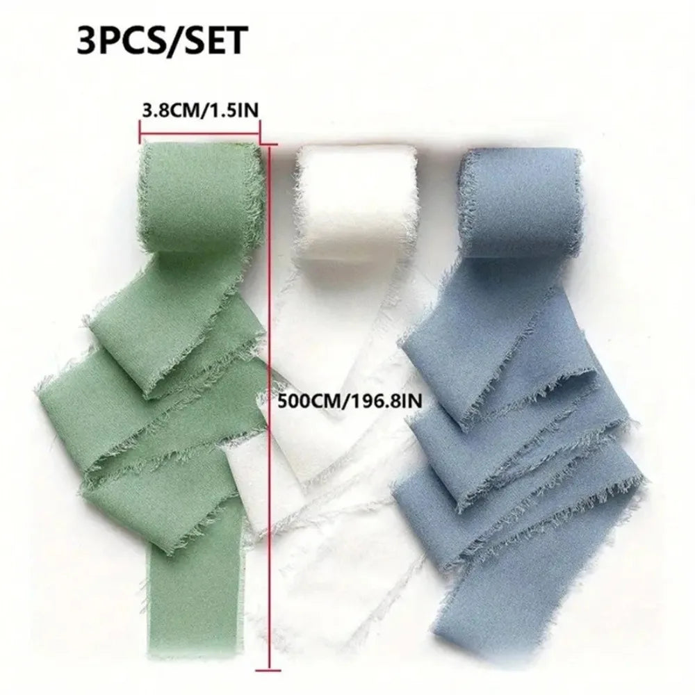 3-Roll Fringe Chiffon Ribbon – 5m DIY Wedding & Craft Décor