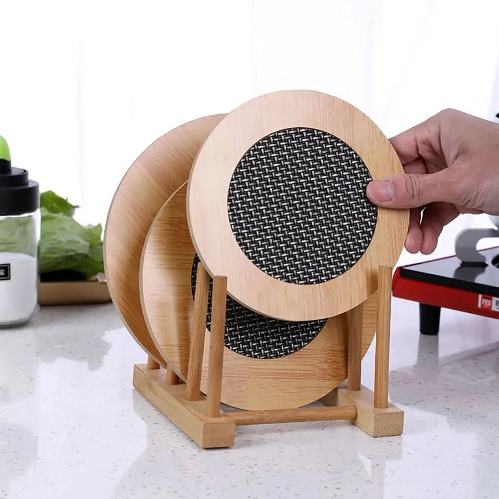 Wooden Heat Pad Anti-Slip Coaster – Round & Square Pot Holder