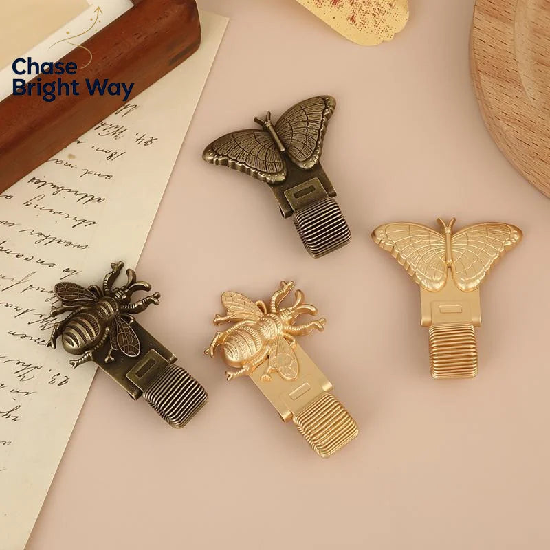 Vintage Insect Metal Pen Clip | Spring-Loaded Journal Pen Holder