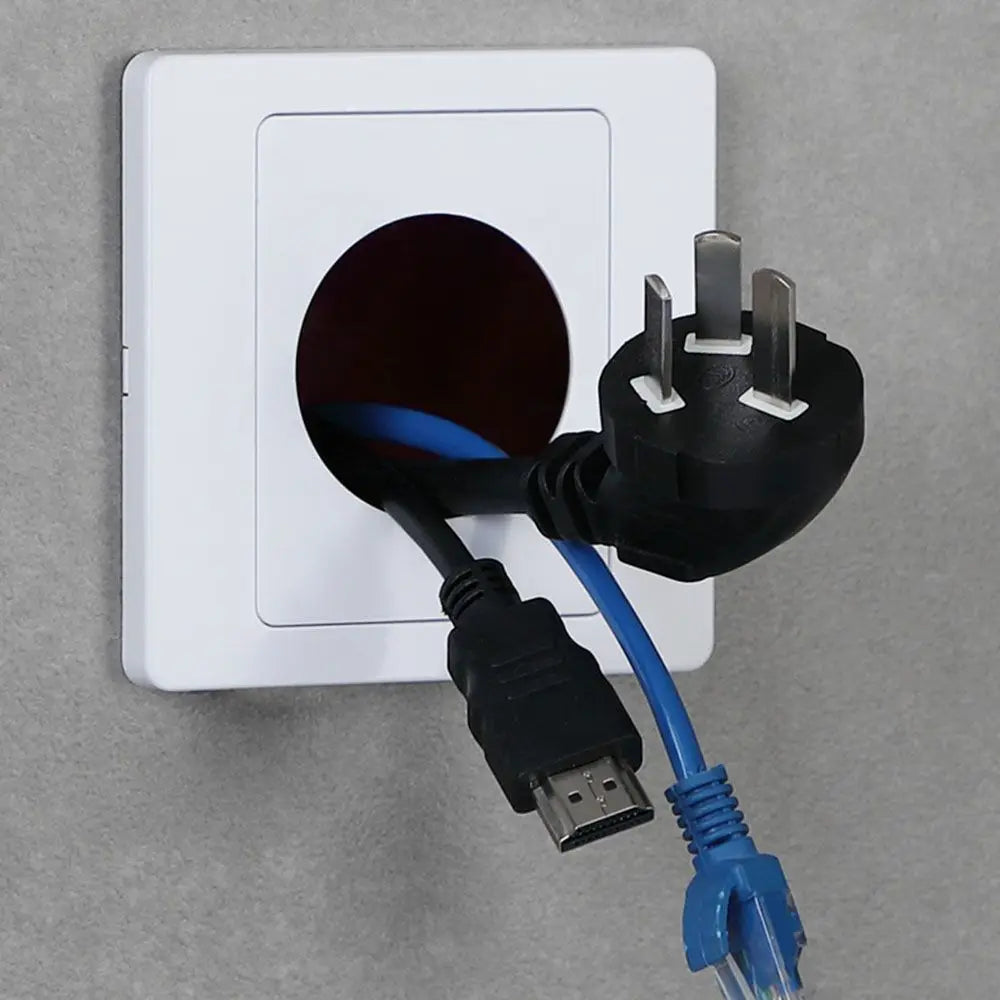 Wall Blank Panel Cable Cover with Outlet Hole & Rubber Pad