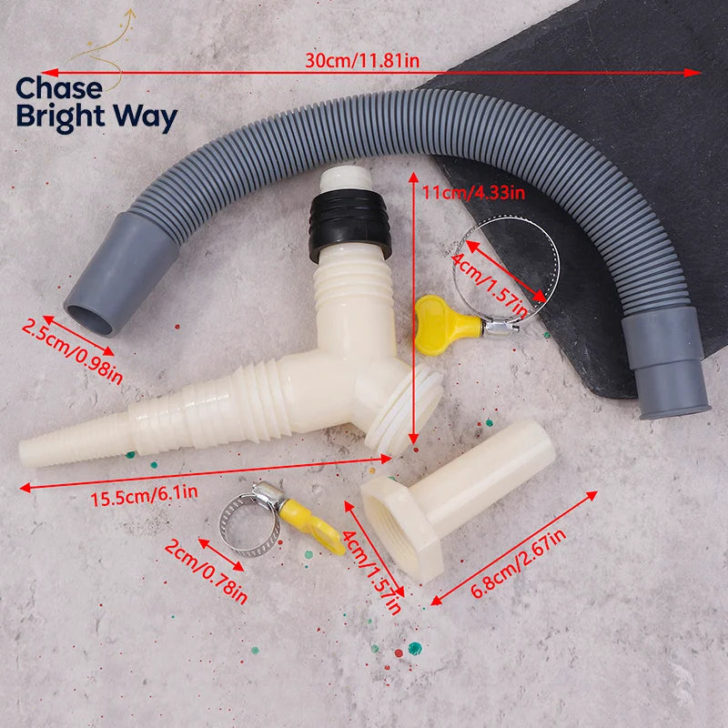 Washer Dryer Drain Tee Adapter with Extended Drain Hose