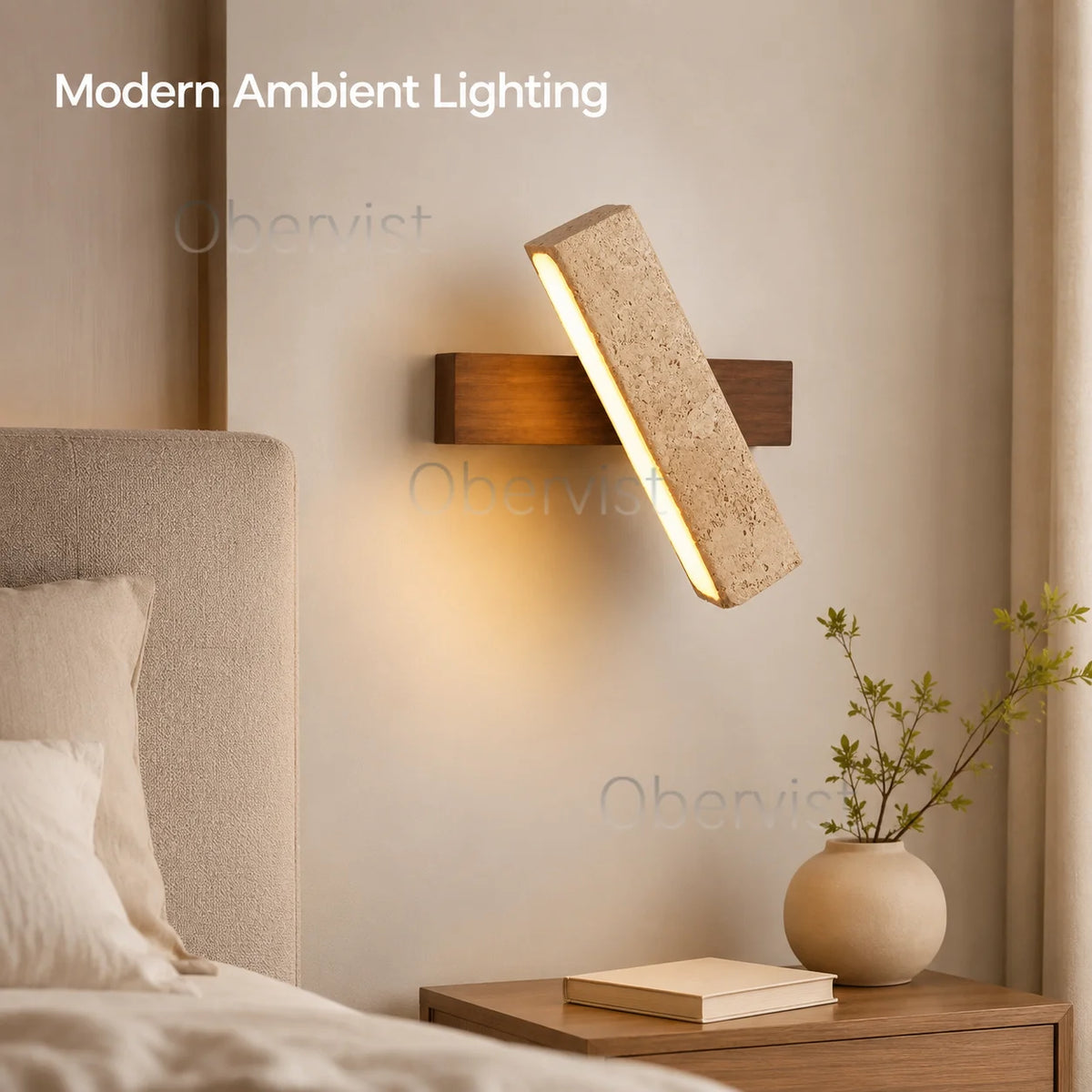 Wabi-Sabi Travertine LED Wall Sconce | Rotatable Pull Chain Lamp