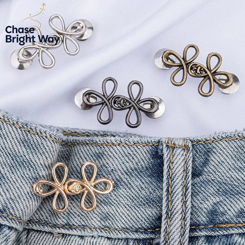 2-Pack Four Leaf Clover Waist Buckle Adjuster for Pants & Skirts
