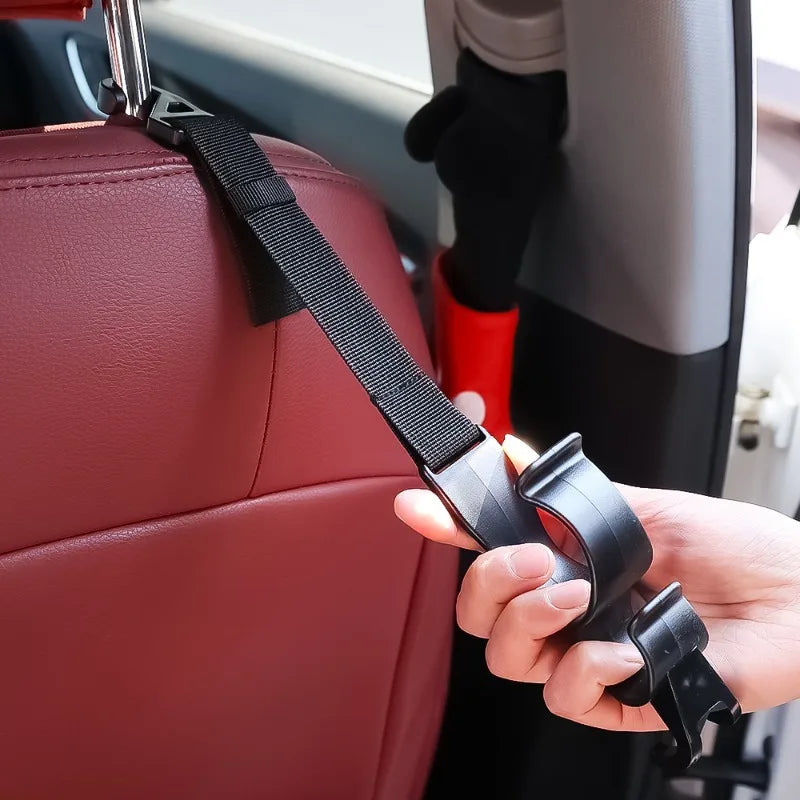 Car Headrest Hooks 2-Pack – Rear Seat Hanging Organizer