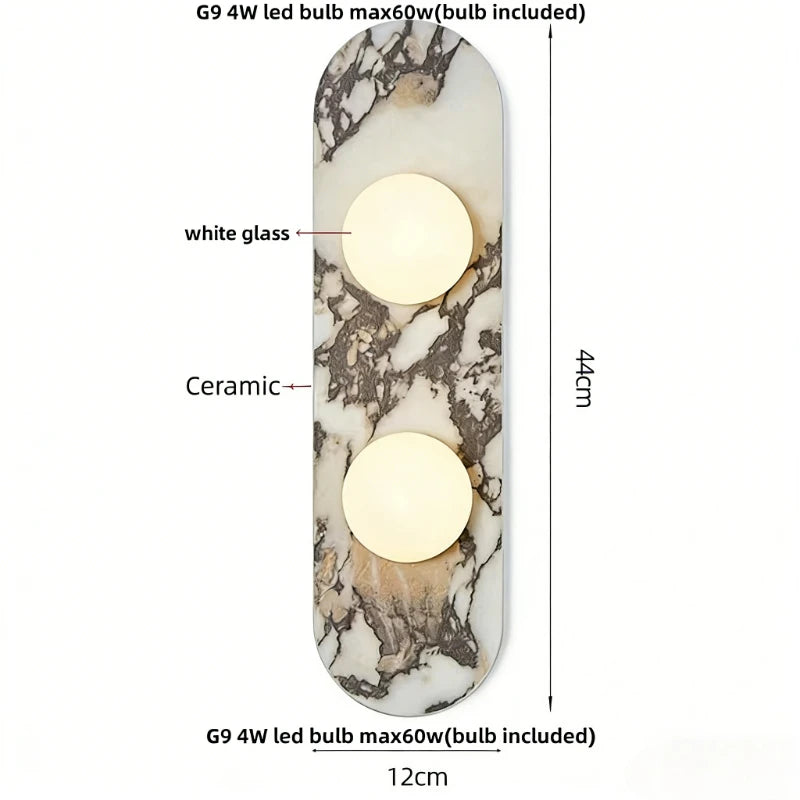 White Marble LED Wall Sconce – Wabi Sabi Stone Wall Lamp